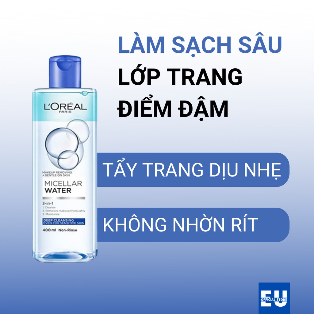 Nước tẩy trang cho mọi loại da L'Oreal Paris 3-in-1 Micellar Water 400ml