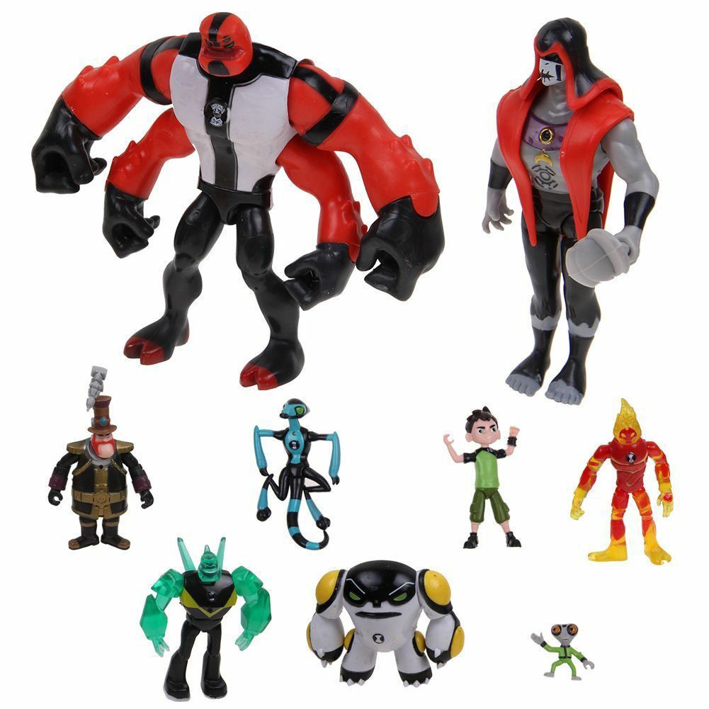 9pcs/Set Ben 10 Action Figure Play set Toy Cake Topper Heatblast Four Arms Toys