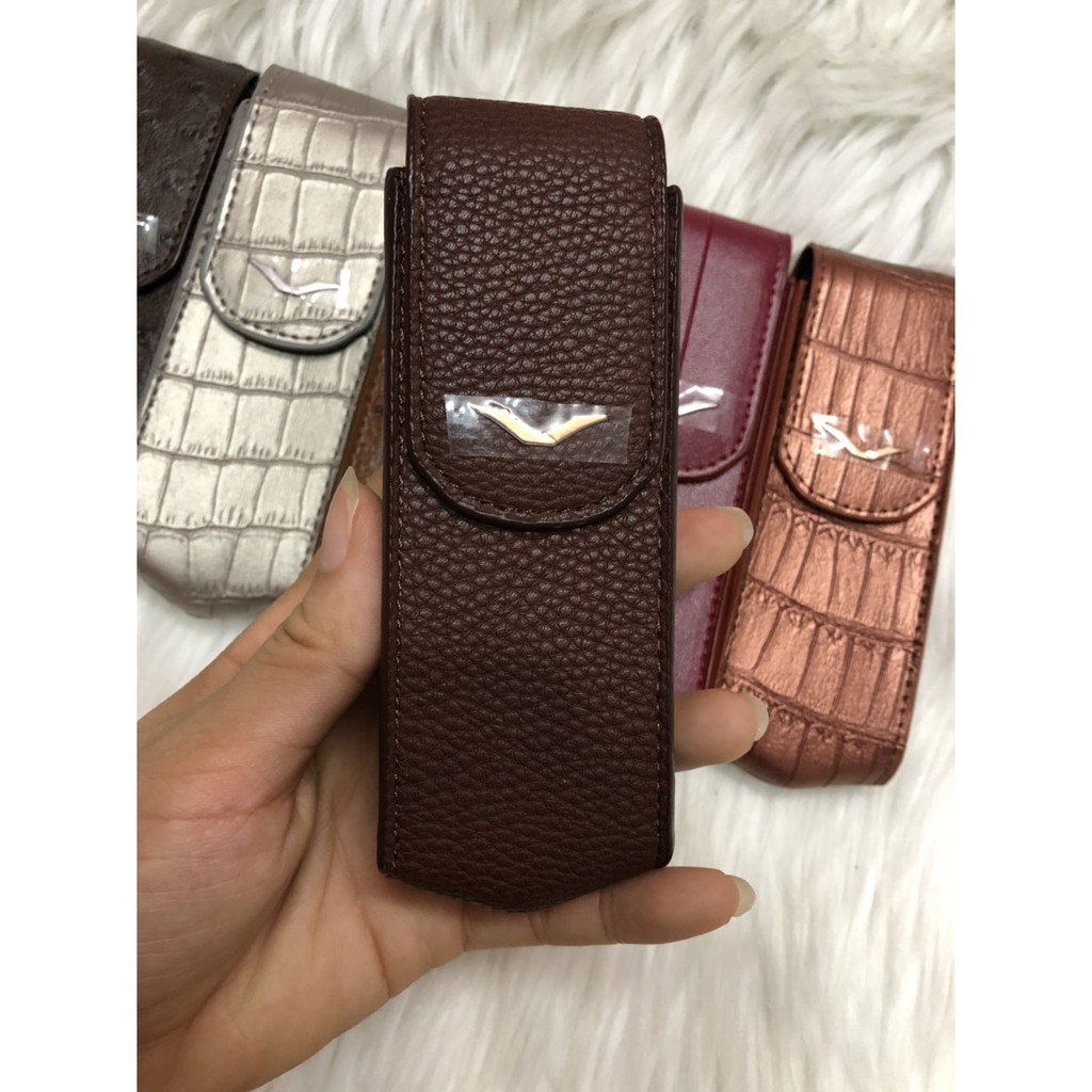 Bao da vertu Sing S có nắp dập vân màu độc, lạ hàng nhập khẩu