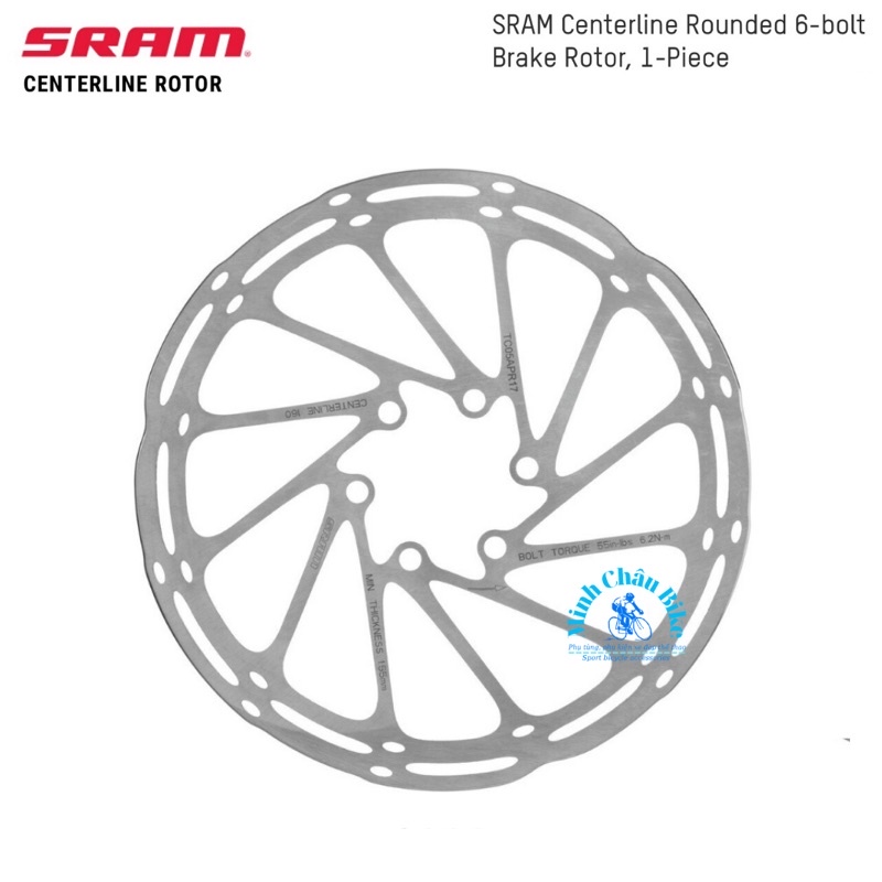Đĩa phanh xe đạp SRAM Centerline 160mm - 6 Bulong