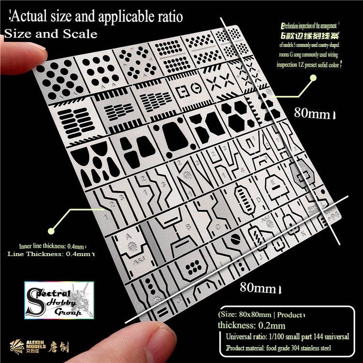 Dụng cụ Alexen hỗ trợ kẻ line cho mô hình gundam scriber AJ0094 AJ0095 template metal masking