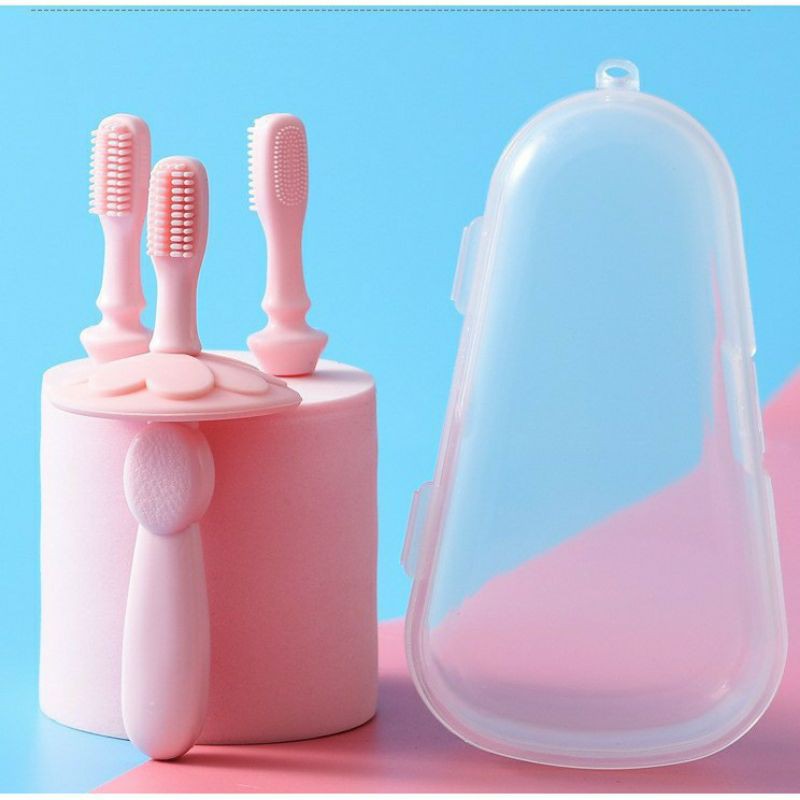 Set 3 bàn chải silicone cho bé mới bắt đầu đánh răng