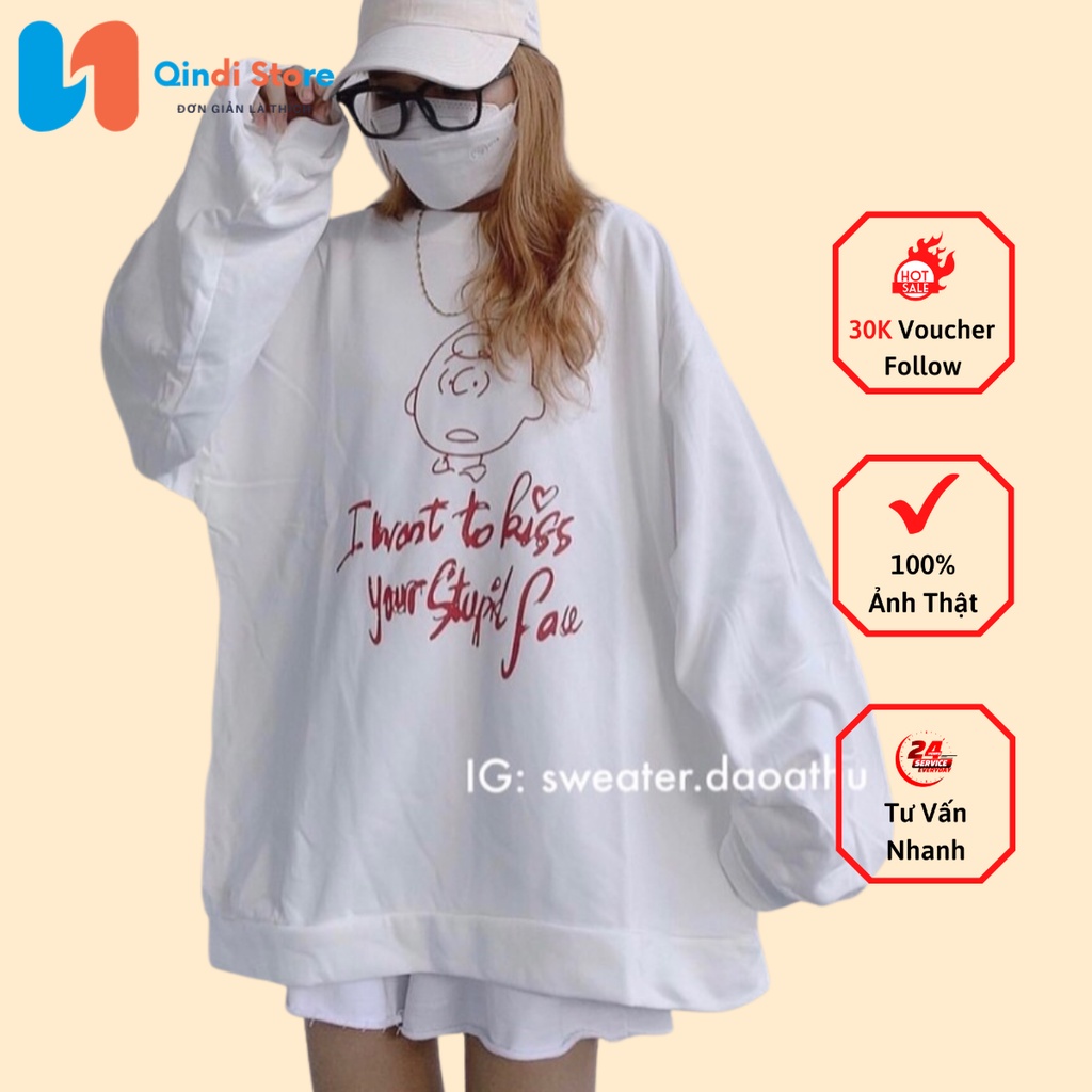 [Có Video + Ảnh Thật] Áo Sweater Cậu Bé To Kiss Qindi Store MS 704