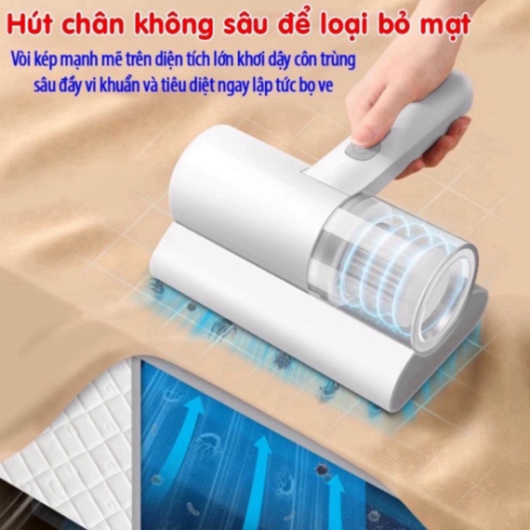 Máy hút bụi giường nệm, máy hút bụi mini không dây sạc pin có tia UV khử khuẩn, hút ẩm không khí, chăn ga, ghế sofa HB2