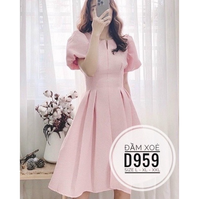 [ CHUBBY BIGSIZE ] ĐẦM XOÈ TAY PHỒNG VẢI POLY TỔ ONG TỪ 55-90Kg