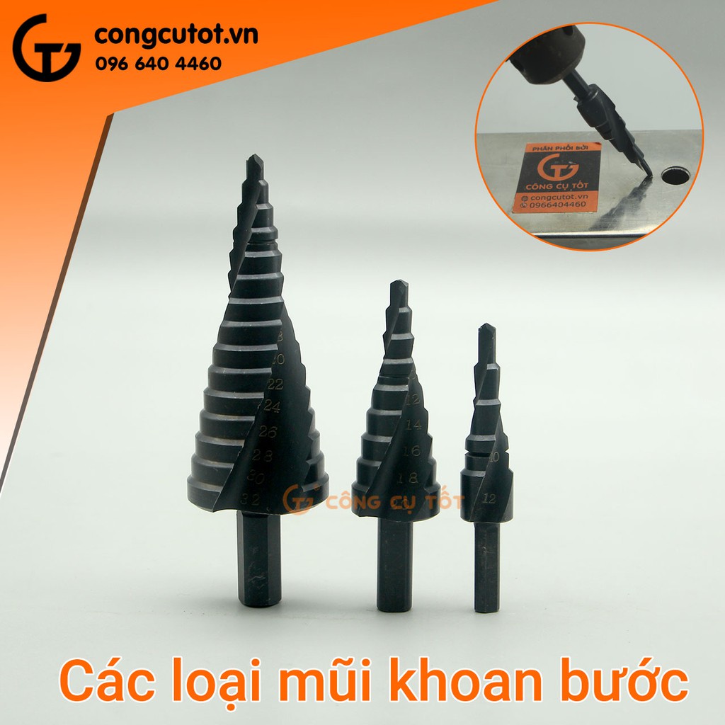 Mũi khoan bước xoắn chuôi tròn vát thép gió thẩm Nitơ