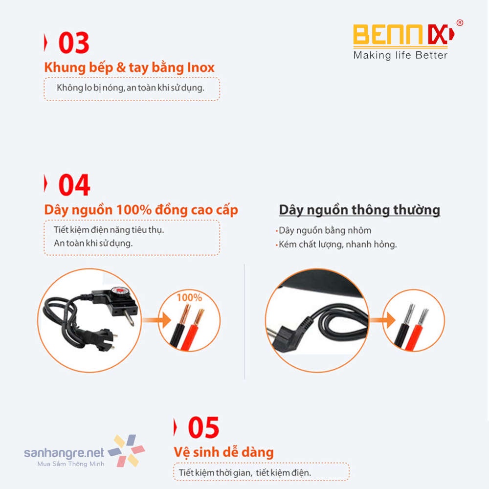 Bếp nướng điện,Vỉ nướng điện không khói Bennix Thái Lan BN-11ELG 1500W không tạo khói an toàn siêu ngon _MC1