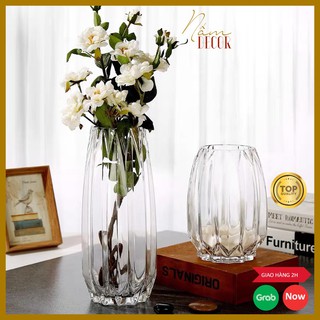 Bình hoa thủy tinh sọc mới Nấmdecor LH060, lọ hoa decor cao cấp