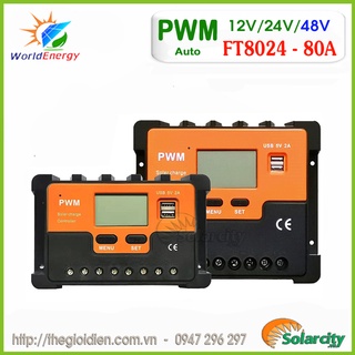 Bộ điều khiển sạc pwm 80a lcd - 12v/24v/48v tự động