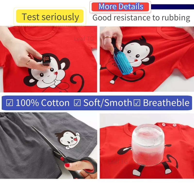 Bộ áo thun ngắn tay in hoạt hình + quần dài cho bé 0-6 tuổi