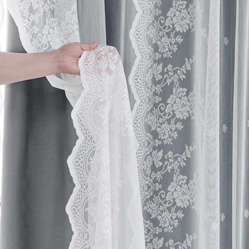 Rèm cửa MENGNI phối ren tự dính thiết kế xinh xắn thời trang dành cho nhà cửa