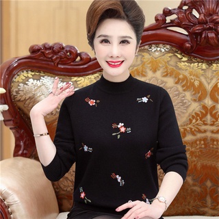 Mẹ phụ nữ trung niên mặc áo len, len thu đông, nam niên, sơ mi kẻ đáy