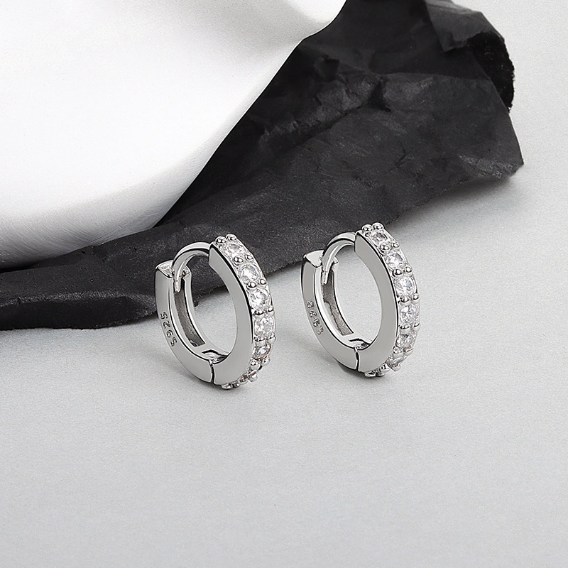 Khuyên Tai Tròn Đính Đá Zircon Đơn Giản Thời Trang Harajuku