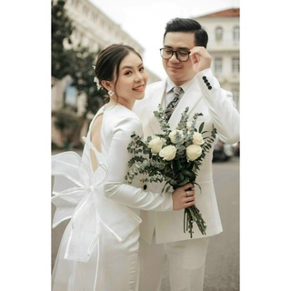 NUT's Wedding - (Video+ảnh thật)Đầm cưới body đuôi cá khoét lưng, kết nơ, đi sự kiện, dự tiệc, chụp ngoại cảnh, cô dâu