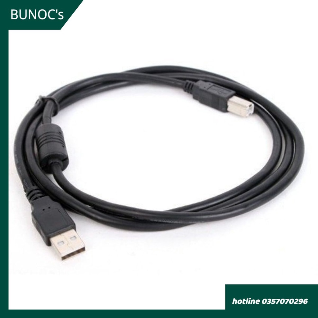 Dây cáp máy in cổng USB 2.0 đen dài 1.5M 3M 5M kết nối máy in với máy tính PC laptop chống nhiễu tốt BUNOC's