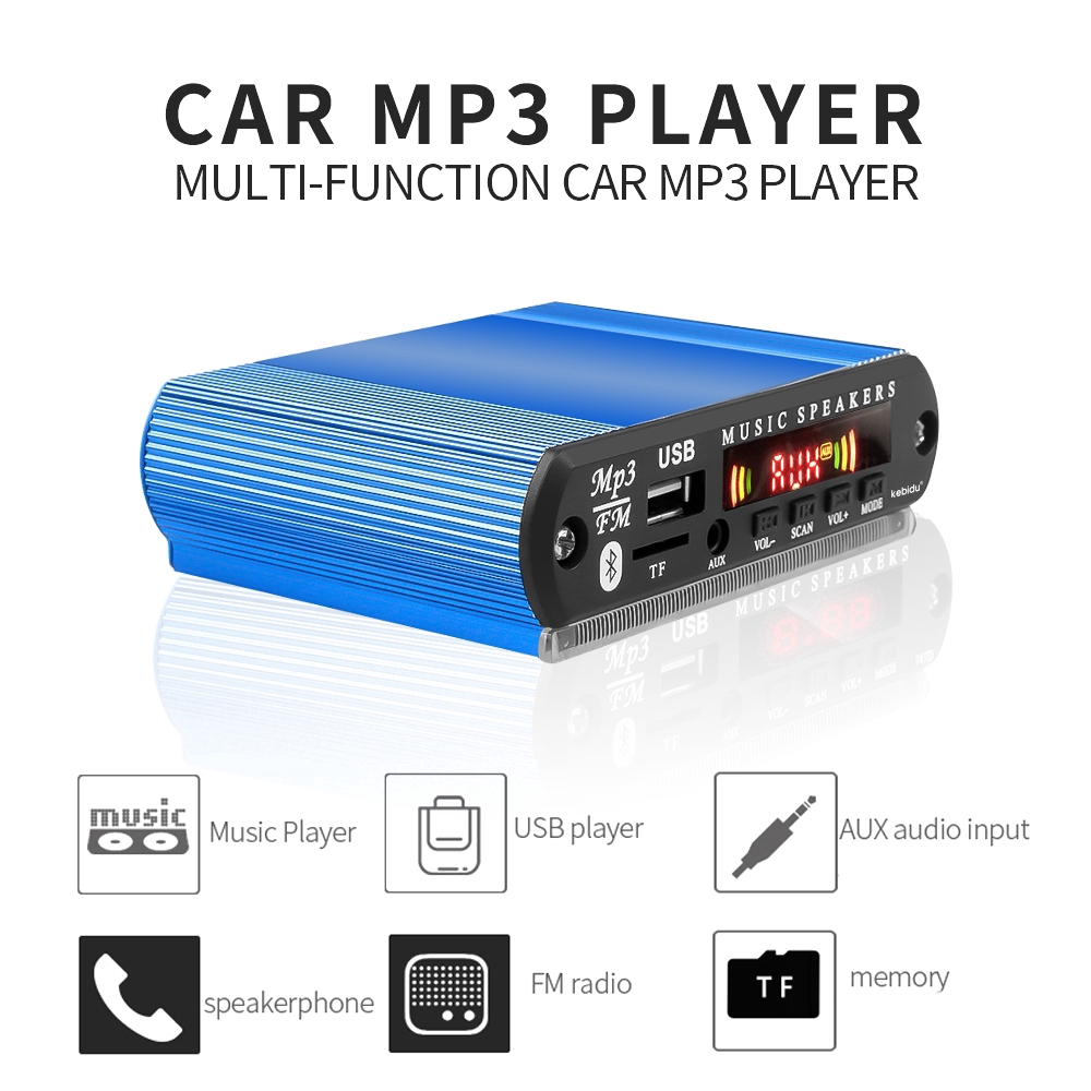 Mô đun giải mã âm thanh MP3 WMA 6-24V kết nối Bluetooth không dây hỗ trợ USB và khe cắm thẻ TF cho xe hơi