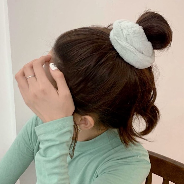 Dây buộc tóc vải lông nhung bản lớn thời trang thu đông mới 2021