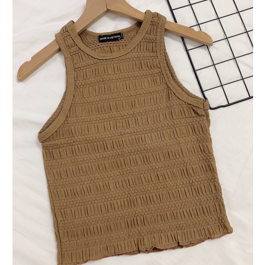 Áo ba lỗ xốp thông hơi dáng croptop co dãn nhiều màu xinh vanmiushop