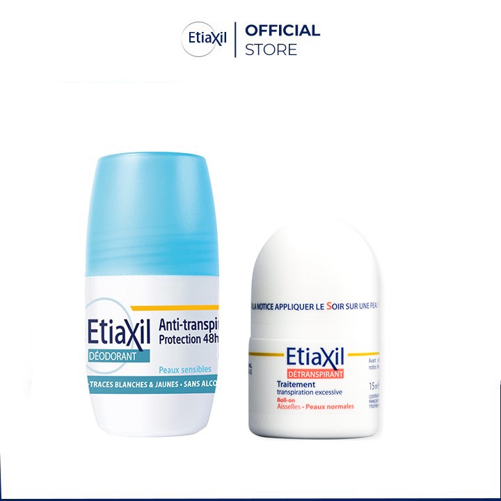 Combo Lăn Ngăn Mồ Hôi Etiaxil 15ml (xanh) và Lăn Ngăn Mồ Hôi Hàng Ngày Etiaxil 50ml