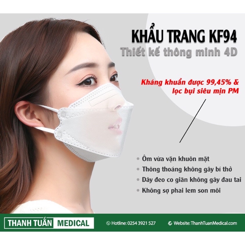 Set 10 khẩu trang thiết kế thông minh 4D KF94