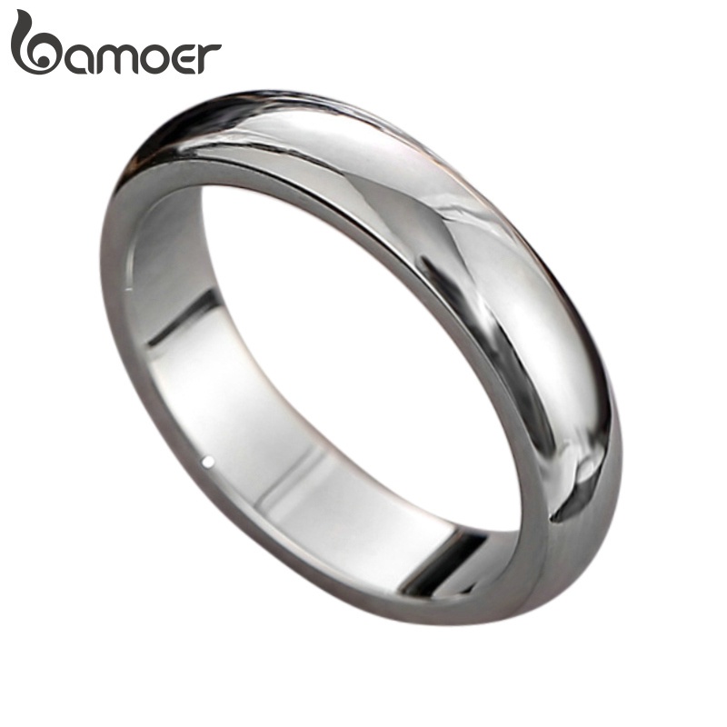 Nhẫn BAMOER bằng thép không gỉ thiết kế đơn giản thời trang cao cấp cho nam nữ