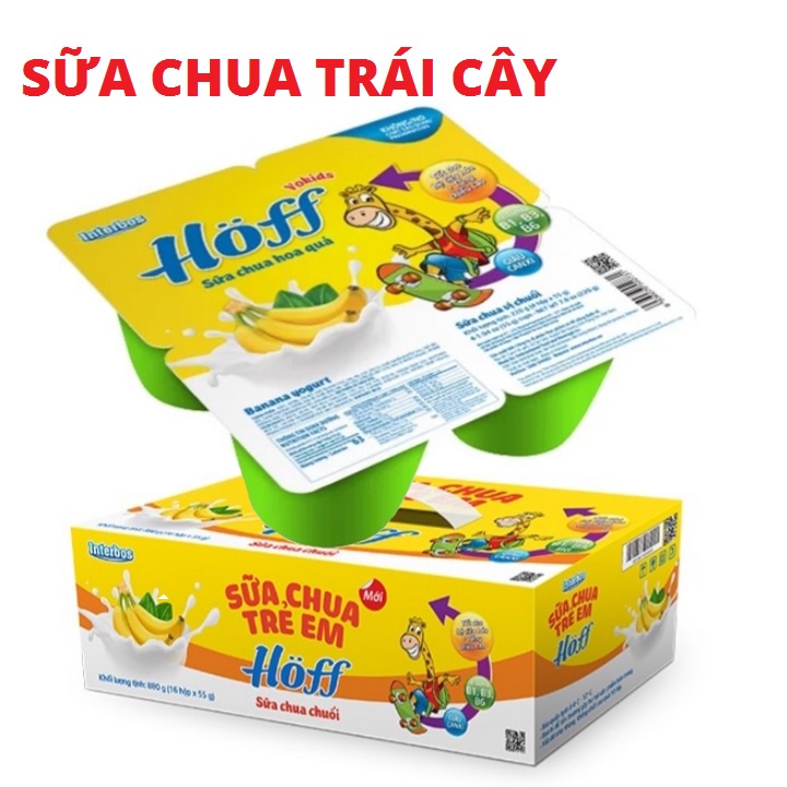 Sữa chua hoa quả Hoff cao cấp cho bé ăn dặm từ 6M+ vỉ 4 hộp