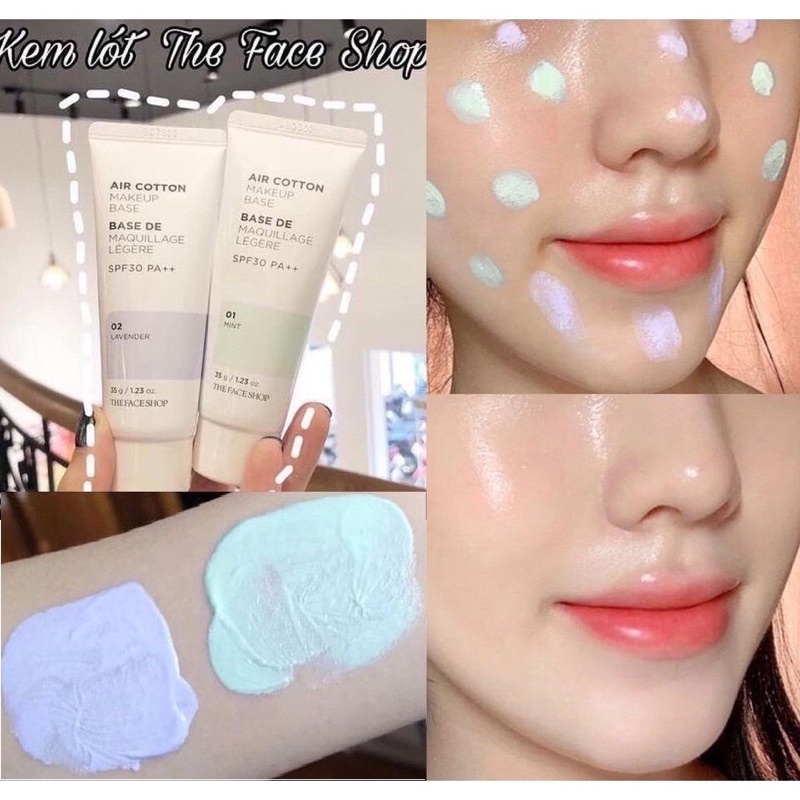 Kem lót kiểm dầu và hiệu chỉnh tông da The Face Shop Air Cotton Makeup Base