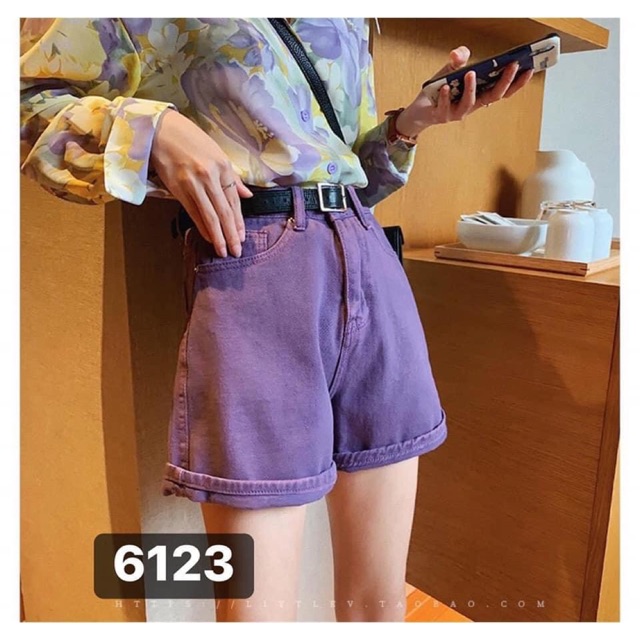 Quần short jeans hàng Quảng Châu màu tím hottrend