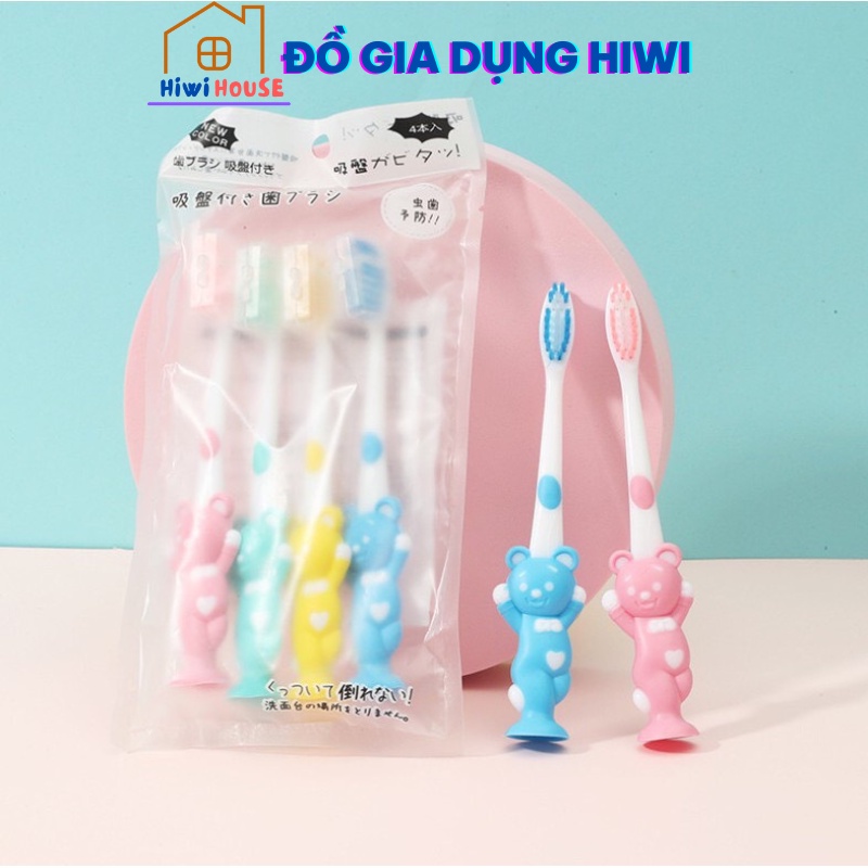 SET 4 BÀN CHẢI GẤU XUẤT NHẬT CHO BÉ NGỘ NGHĨNH