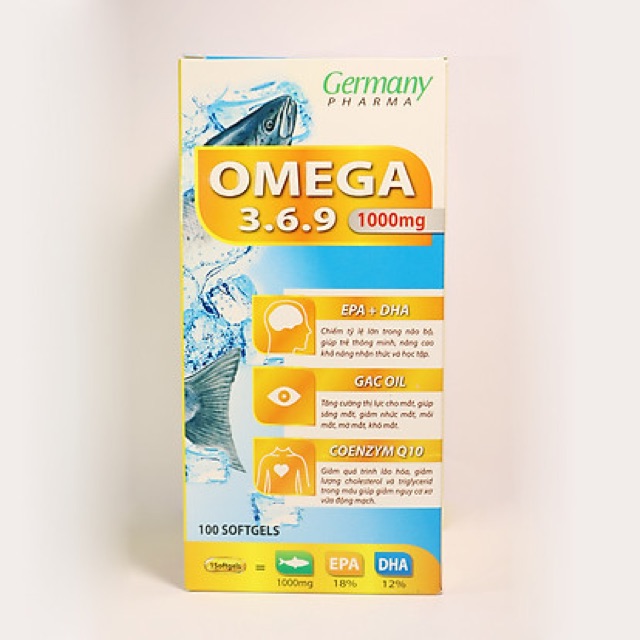 Viên dầu cá Omega 3 6 9 Fish oil Bổ não, sáng mắt, khỏe mạnh tim mạch, tăng cường trí nhớ - Hộp 100 viên