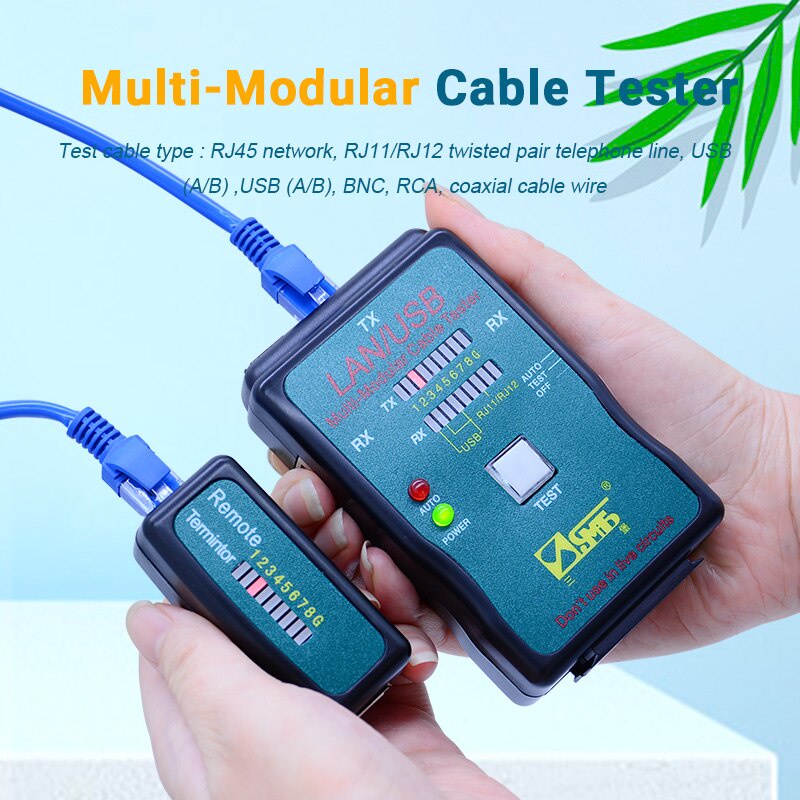 Thiết bị test cáp mạng, Hộp kiểm tra dây mạng đa năng CT-168 (RJ45-RJ11-USB)