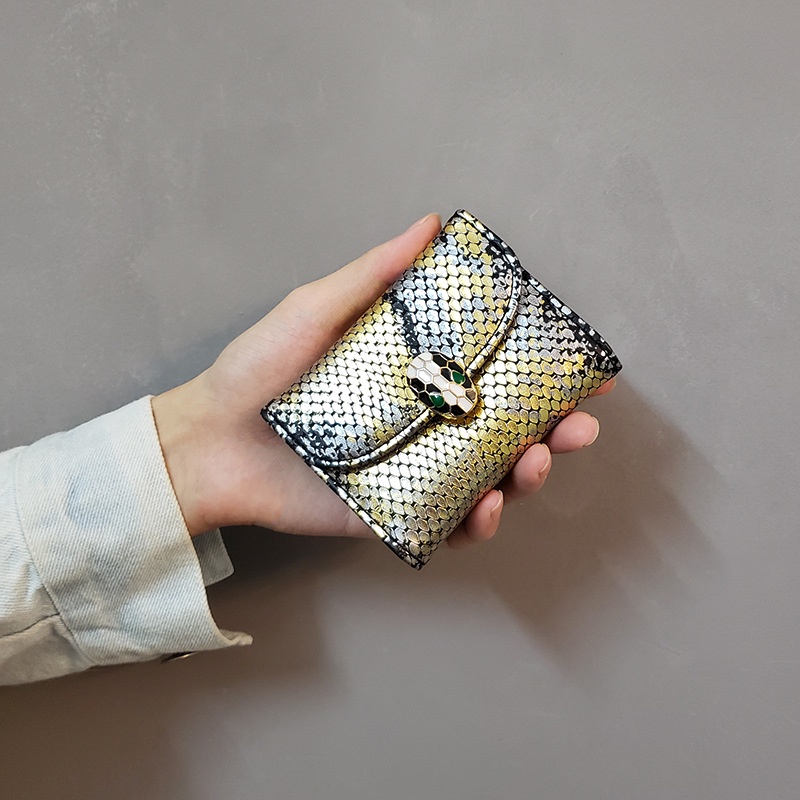 Ví Đựng Thẻ Chống Trộm In Họa Tiết Da Rắn Phối Khóa Kéo Thời Trang Cho Nữ