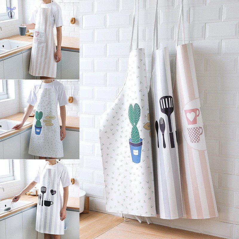 YI Apron Nordic Style PU Cartoon Pattern Anti-fouling Bakery Kitchen Home Apron @VN