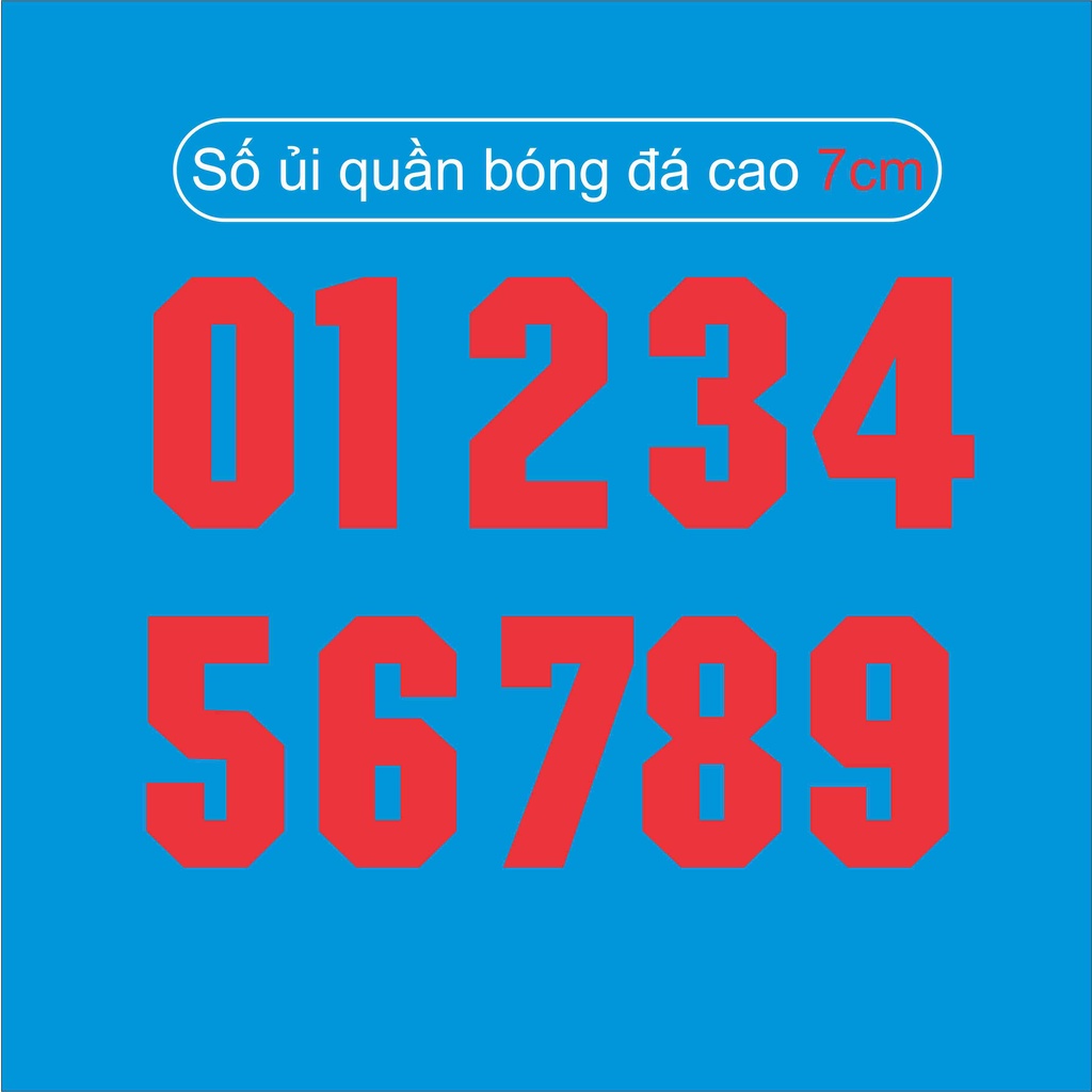 Số ủi quần bóng đá - Decal Số Ép Quần Áo Thể Thao - 4 màu Kích thước 7cm