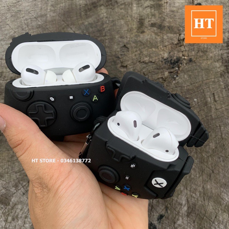 Case Vỏ bọc ốp tai nghe Airpods 1 2 Pro chất liệu Silicone dày dặn hình Máy chơi game màu đen siêu ngầu