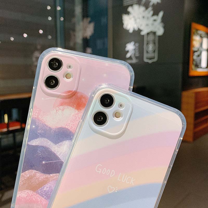 Ốp điện thoại mềm bảo vệ ống kính màu hoàng hôn cầu vồng cho iPhone11 12 Pro Max 7 8 Plus X XS XR XSMAX | BigBuy360 - bigbuy360.vn