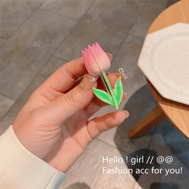 Kẹp Tóc Hình Hoa Tulip/Cá Mập Bằng Hợp Kim Thời Trang Hàn Quốc Cho Nữ