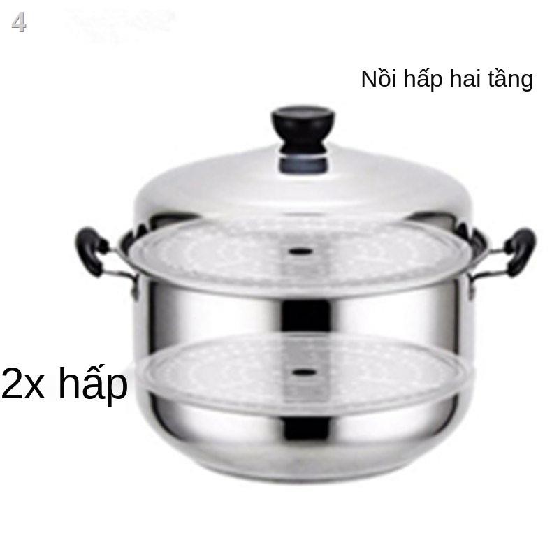 Nồi hấp inox cỡ lớn 34cm ba lớp 3 bốn 5 gia dụng thêm 1 bếp từ 32cm