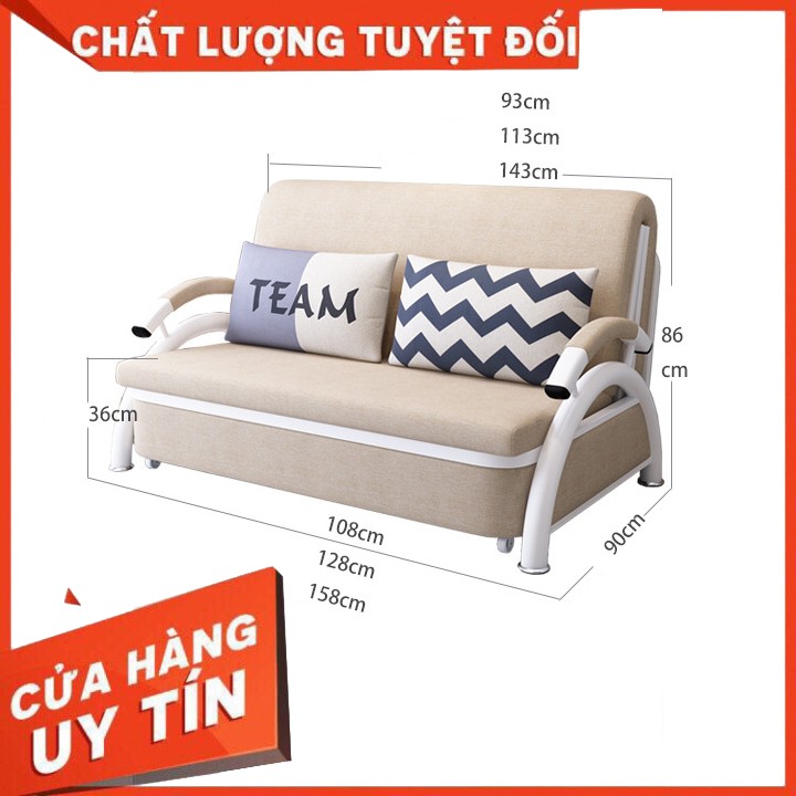 [GIÁ TỐT] Sofa Giường gấp gọn thông minh, Giường Sofa đa năng, khung hợp kim cao cấp (tặng kèm 2 gối ôm) KT:128x190 cm