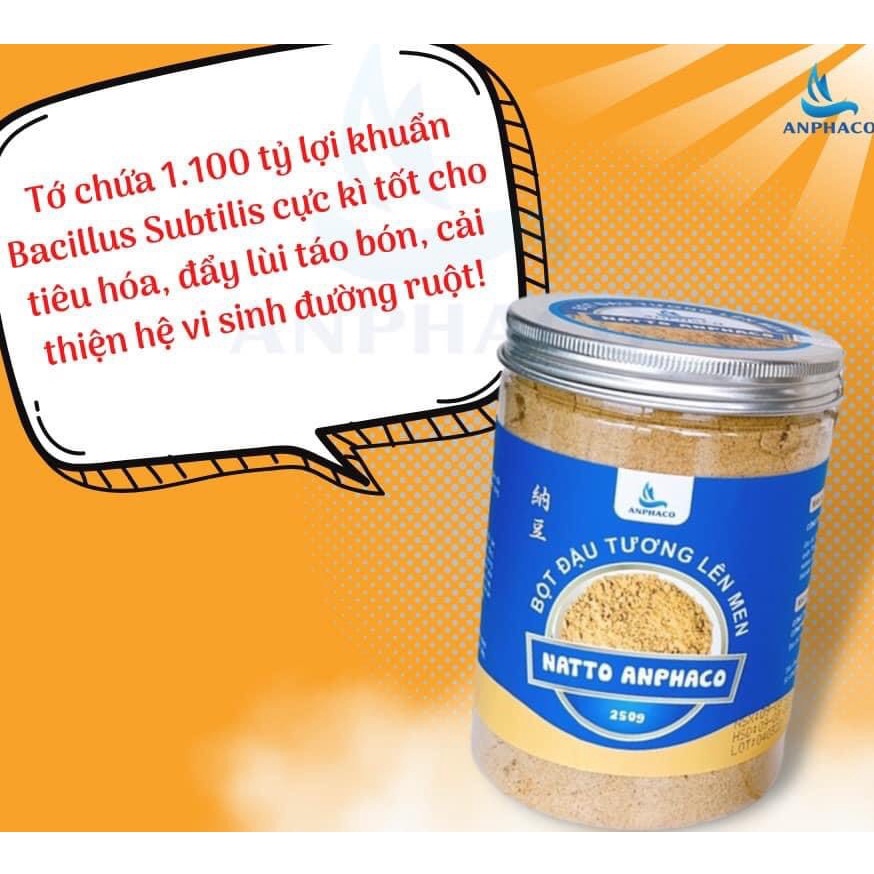 &lt;mẫu mới&gt; Hộp Bột Đậu Tương Lên Men Natto Anphaco, hộp 250gr &lt;ăn dặm, táo bón&gt;