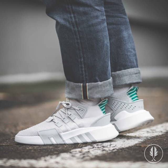 Giày EQT BASK ADV 2018 (xám trắng gót xanh)