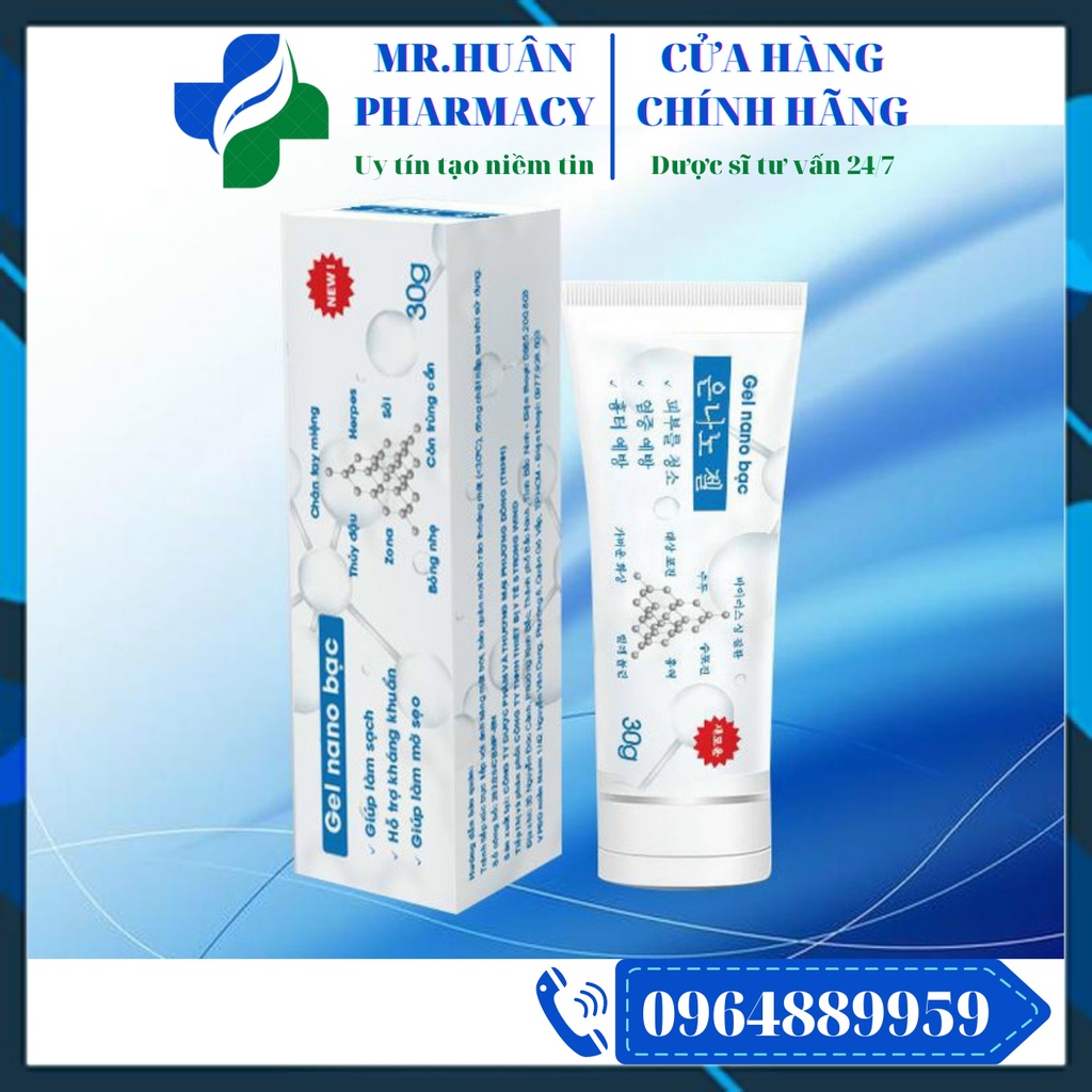 Gel Nano Bạc 30g - Giúp làm sạch, hỗ trợ kháng khuẩn, giúp làm mờ sẹo