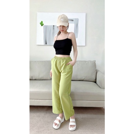 Quần ống rộng vải xốp thoải mái PC