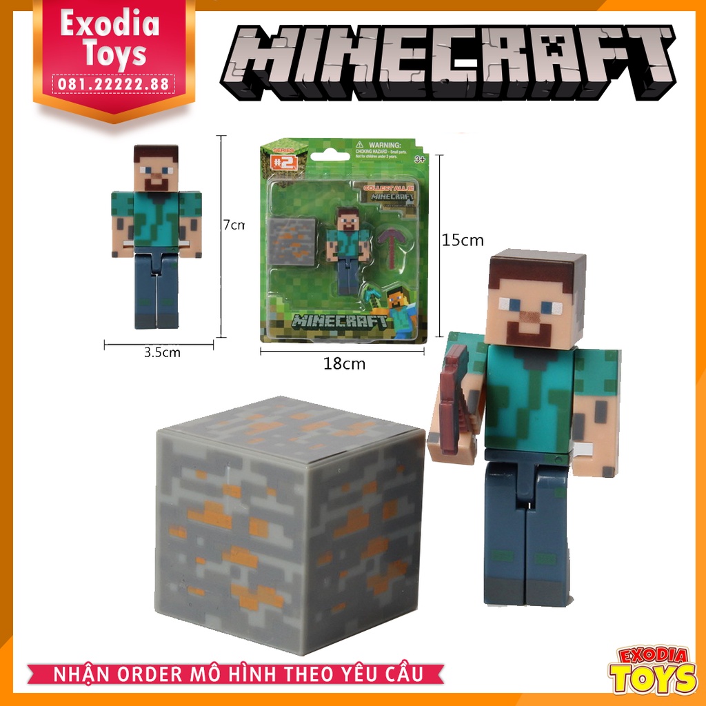 Mô hình đồ chơi Minecraft Steve, Iron Golem, Enderman, Villager, Zombie, Creeper - Đồ Chơi Lắp Ghép Sáng Tạo