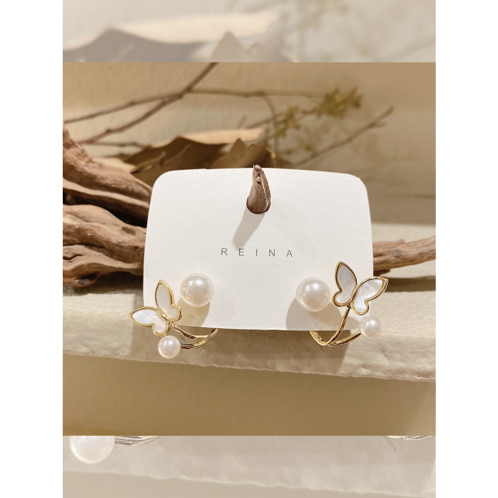 Khuyên Tai Hình Bướm Đính Ngọc Trai Sang Trọng Phong Cách Hàn Quốc 2022