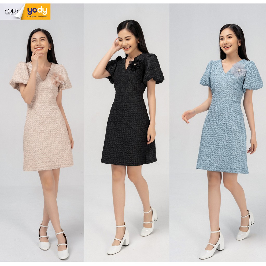 YODY Váy Đầm vân hoa hàng THIẾT KẾ 3 màu chất xốp mềm mịn VDN3660 | BigBuy360 - bigbuy360.vn