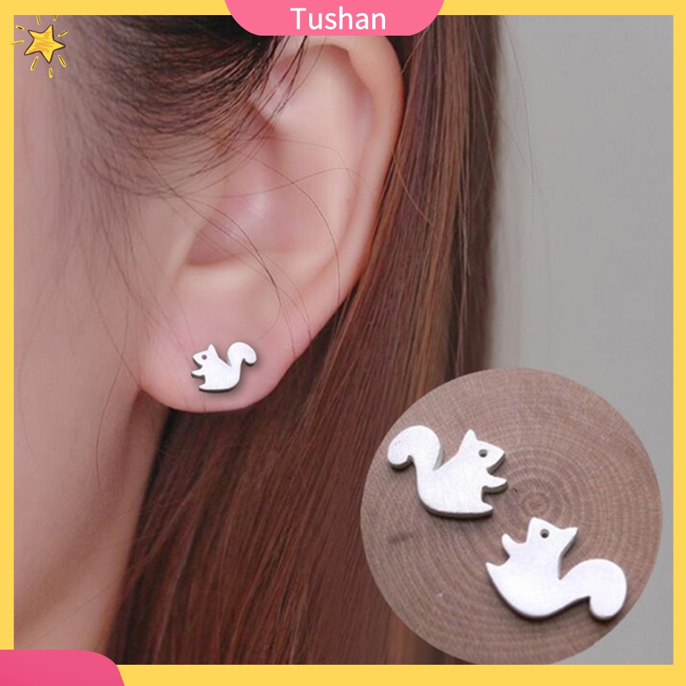 TUSH Fashion Women Squirrel Animal Shape Ear Stud Earrings Jewelry Birthday Gift
