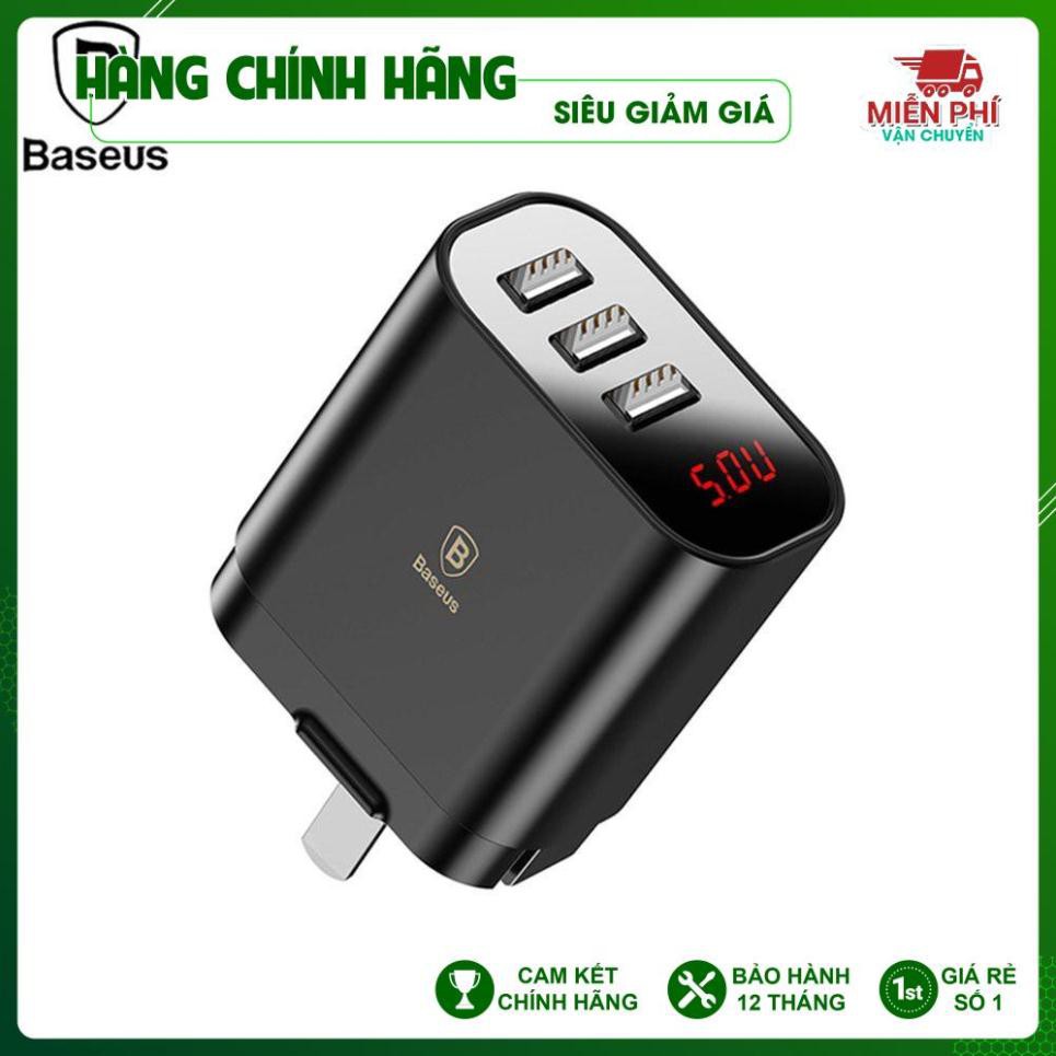 Củ Sạc 3 Cổng, Cốc Sạc 3 Cổng Baseus AH02 | Sạc Nhanh, An Toàn, Không sợ nóng | 35001