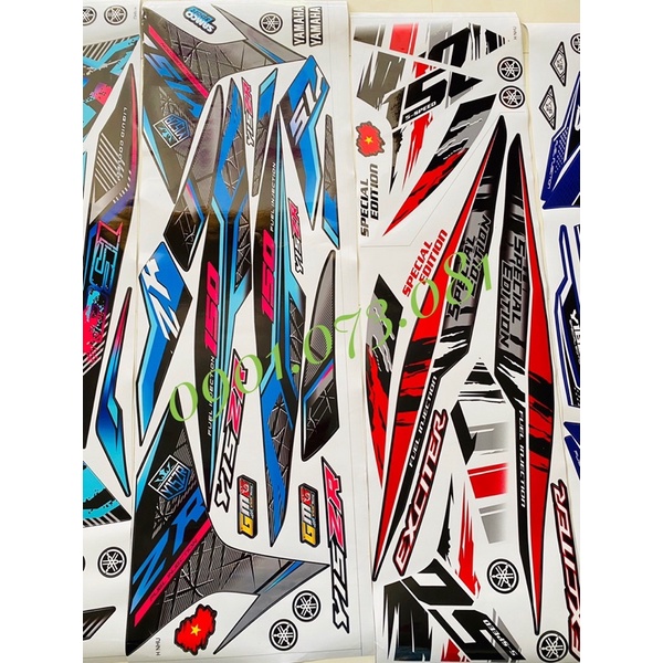 Tem ex150 mẫu mới xe trắng đỏ đen