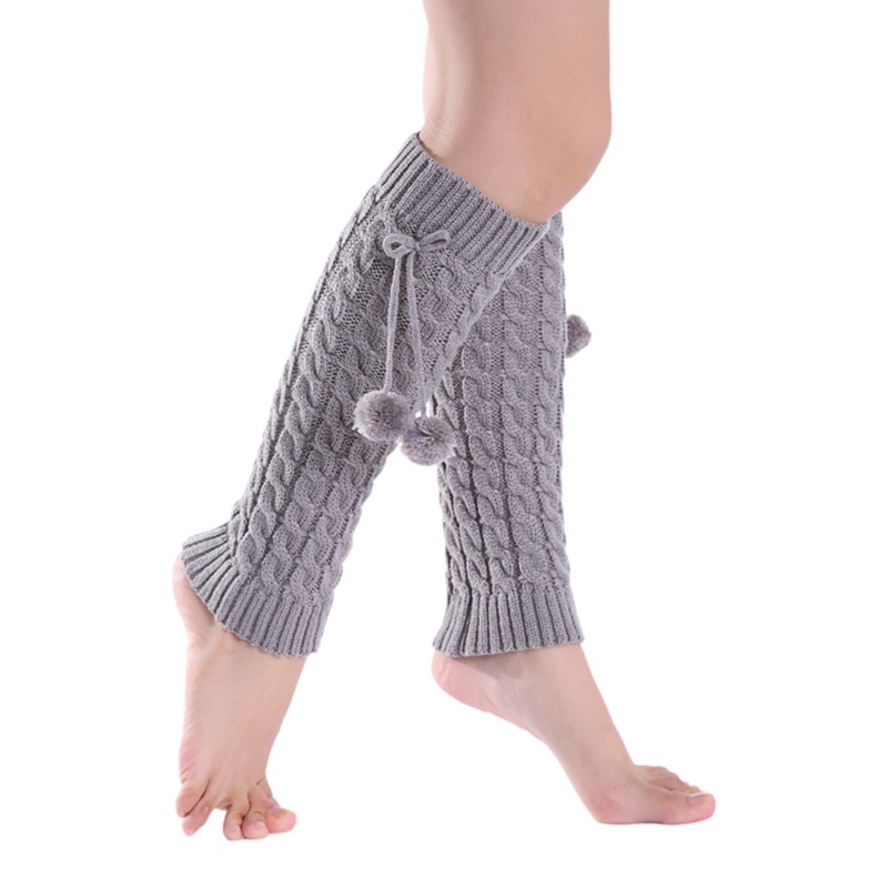 Tất Ống Chân Dệt Kim Giữ Ấm Mùa Đông Màu Trơn Đính Nơ Dễ Thương Cho Nữ